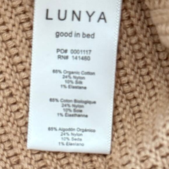 LUNYA Prima Organic Cozy Cotton Silk REVERSIBLE V-neck Pullover Sweater Beige S - Picture 5 of 6